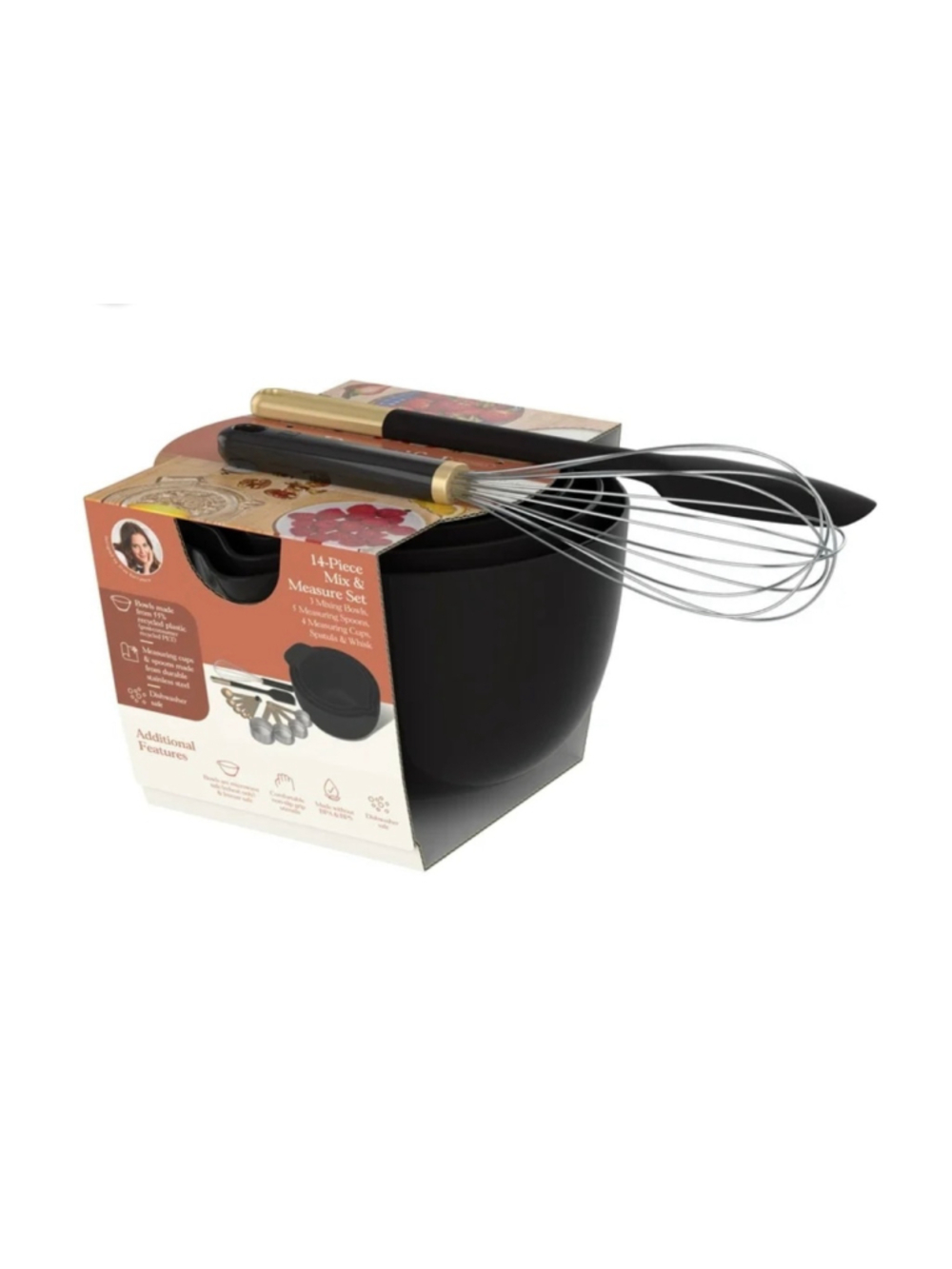 NEW Beautiful by Drew Barrymore 14-Piece Kitchen Mix & Measure Set, Black/Gold - Picture 2 of 9